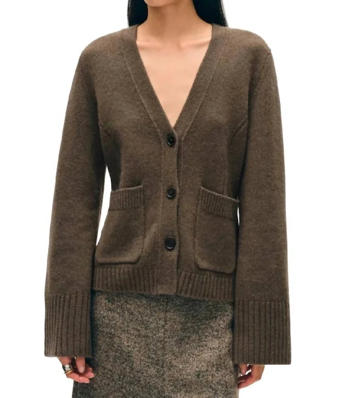 Formal Outfit For Women Cashmere Luxe Waisted Cardigan In Russet Brown