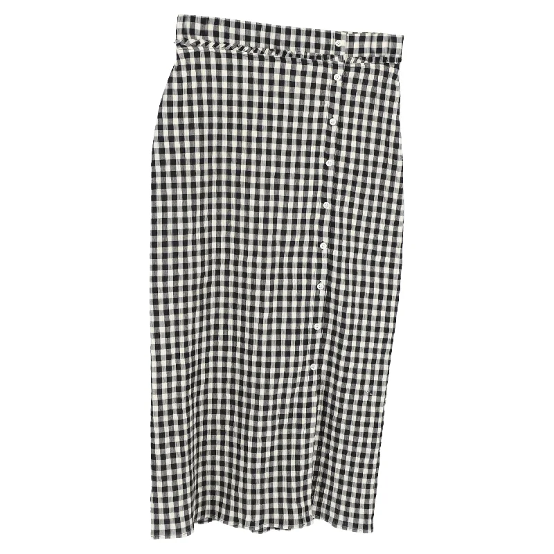 Women's Contemporary Apparel Altuzzara Belili Checkered Print Midi Ruffle-Trim Pencil Skirt in Multicolor Cotton