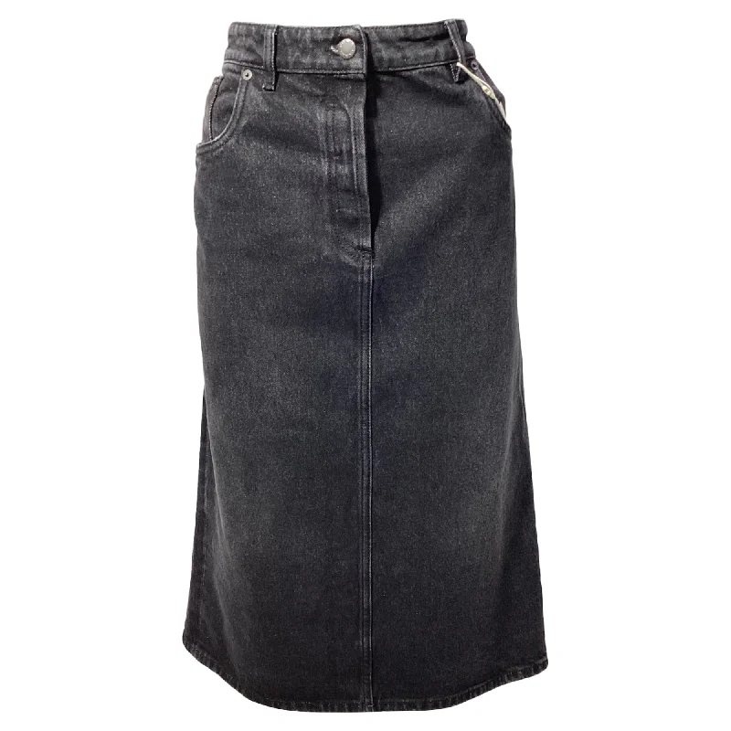 Women's Formal Clothes Prada Denim Midi-Skirt in Black Cotton