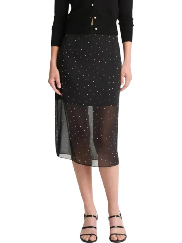 Boutique Dress Online Sheer Dot Straight Skirt In Black / Grey