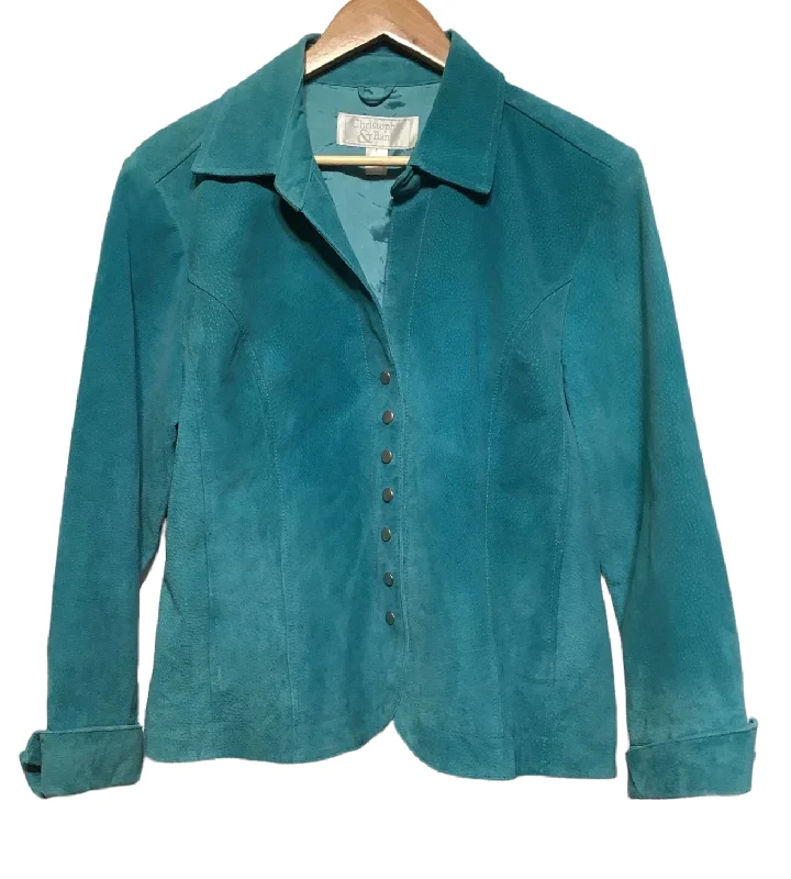 Women's Outfit Christopher & Banks Turquoise Suede Jacket (Women’s Size XL)