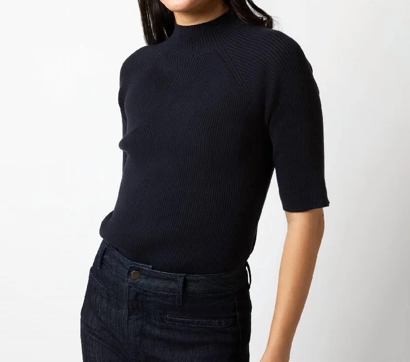 Women's High-Fashion Attire Mackenzie Sweater In Navy Cotton/silk Yarn