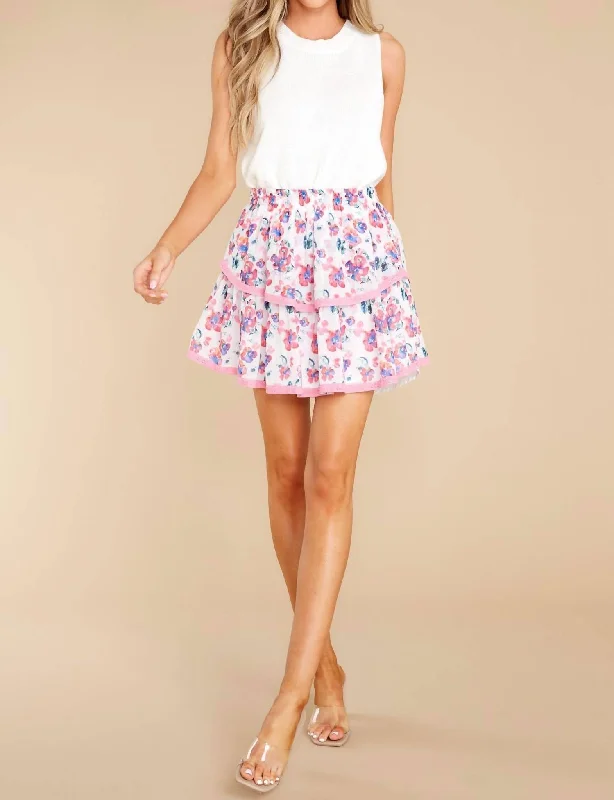 Trendy Athleisure Clothing For Women Lexi Mini Skirt In Pink Floral