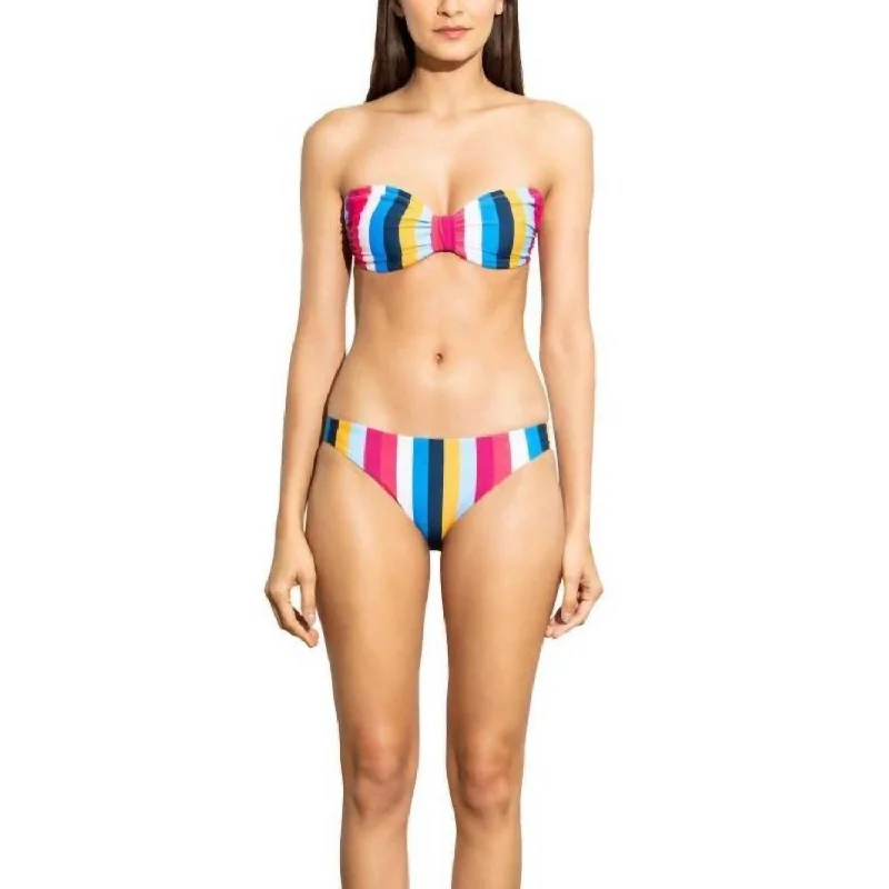 Women Wear Online Stripe Classic Bikini Bottom In Rainbow