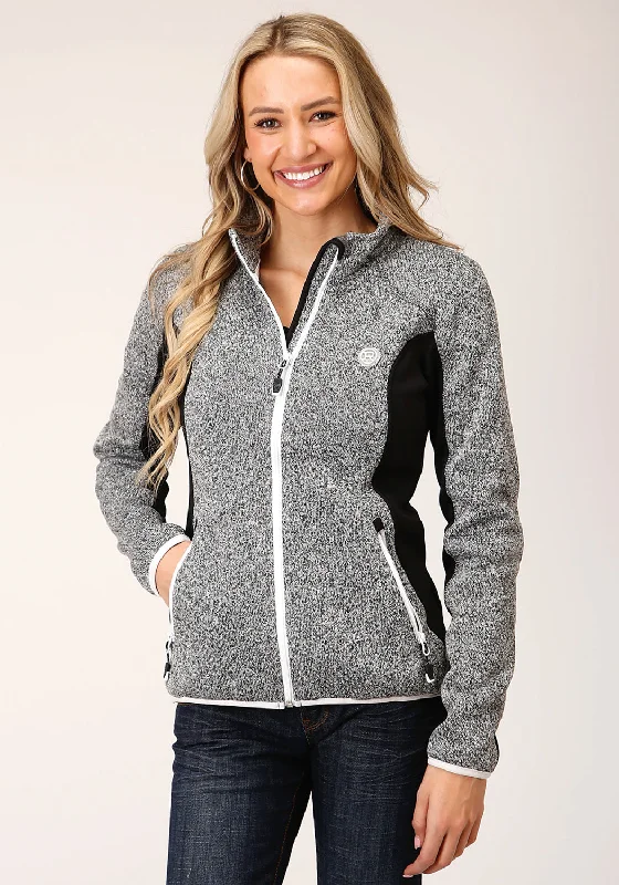 Fashionable Women's Casual Apparel Roper Womens Charcoal/Black Polyester Fleece Knit Jacket