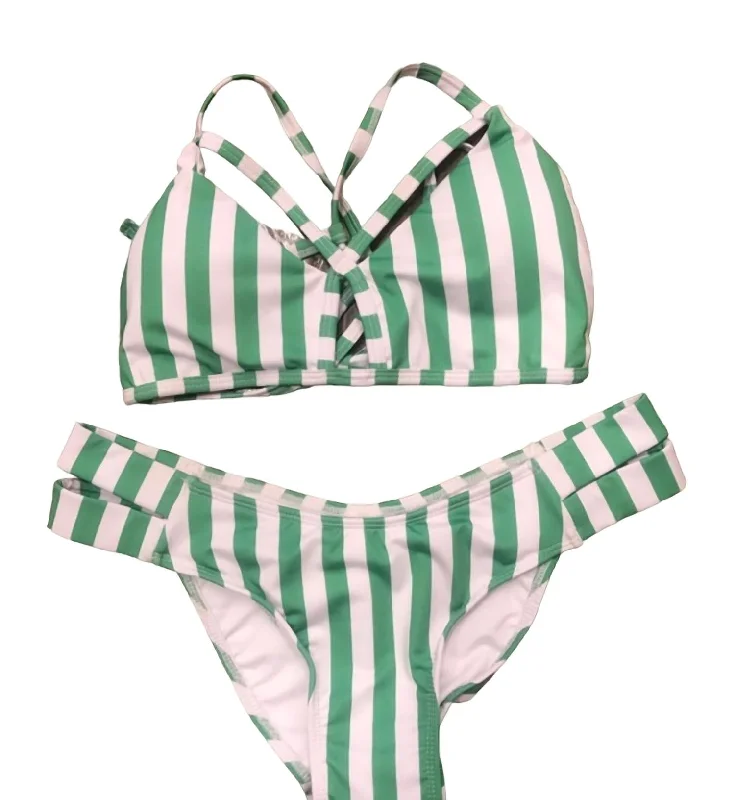 Flash Sale Or Flash Sales Bruna Strappy Bikini In Green/white