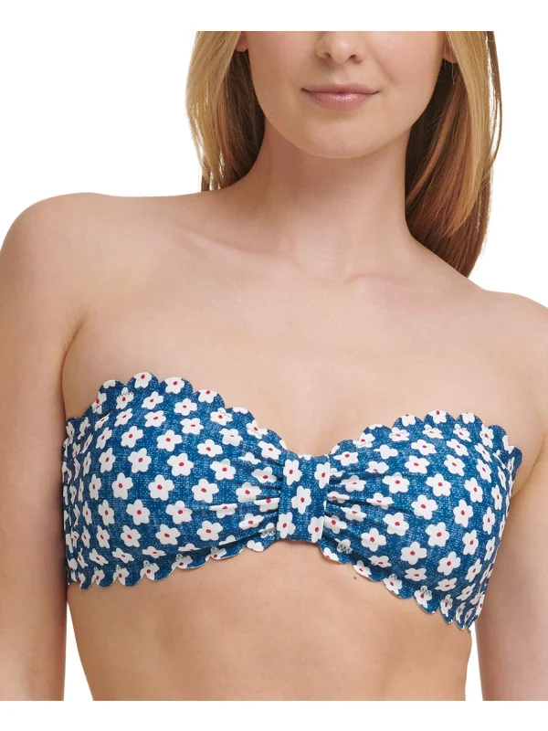 Luxury Women's Clothes Womens Floral Print Bandeau Bikini Swim top