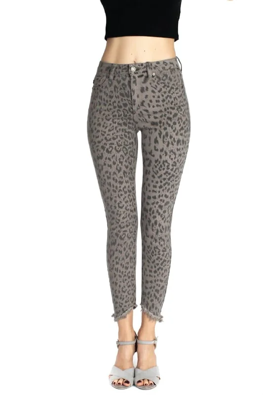 Women's Travel Apparel Animal Print Skinny Jeans In Grey