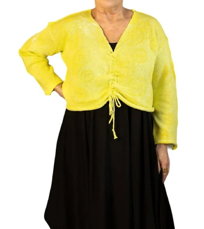 Comfortable Women's Attire Ruche Sweater In Lemon