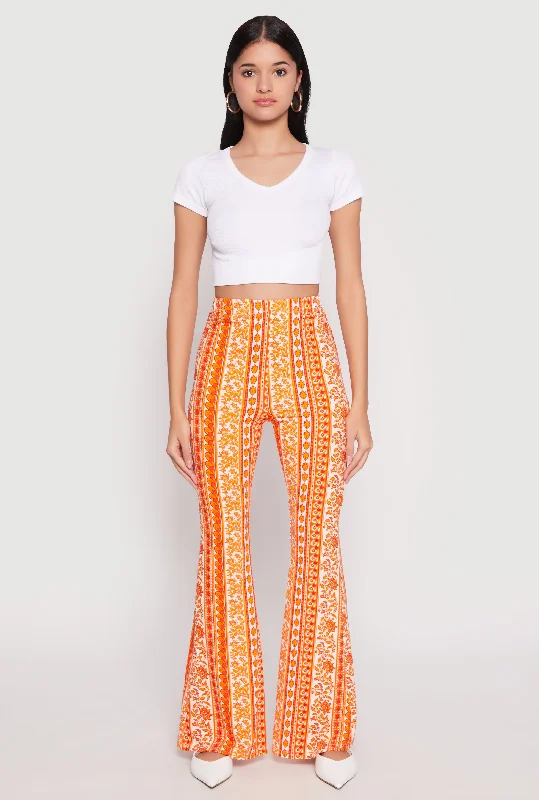 Women's Effortless Casual Outfit Boho Print Flare Pants