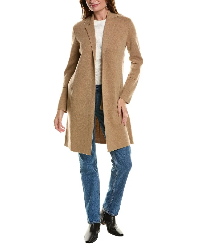 Vintage-Inspired Women's Clothes Forte Cashmere Notch Collar Wool & Cashmere-Blend Cardigan