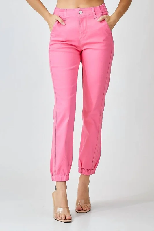 Clothes Women High Rise Jogger Jeans In Pink