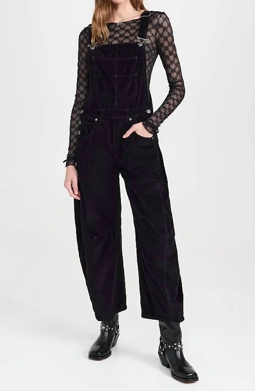 Chic Clothes For Women Good Luck Corduroy Overalls In Black