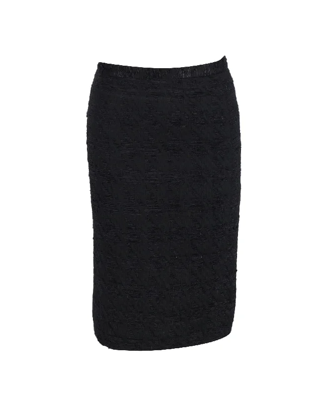 Women's Fashion Clothes Dolce & Gabbana Textured Knee-Length Pencil Skirt in Black Polyester