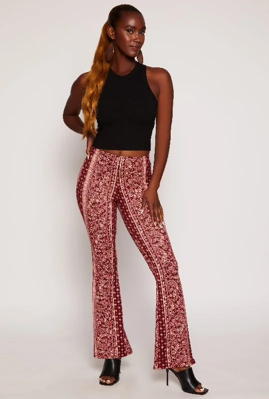 Women's Night-Out Clothes Paisley Border Print High Waisted Flare Pants