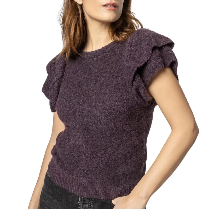 Women's Active Garments For Workouts Ruffle Shell Sweater In Fig