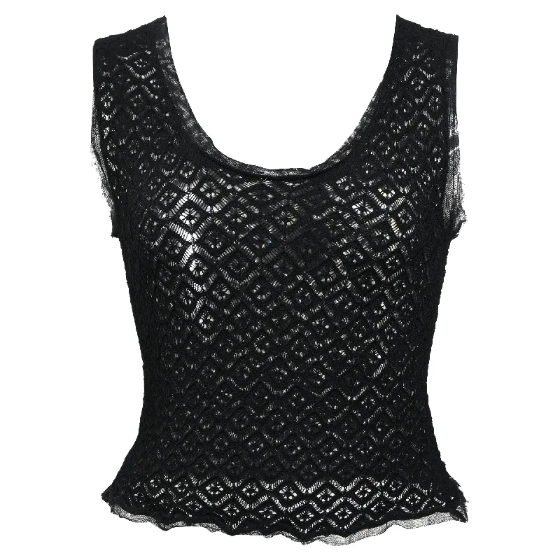 Affordable Women's Garments Dolce & Gabbana Crochet Sleeveless Top in Black Cotton