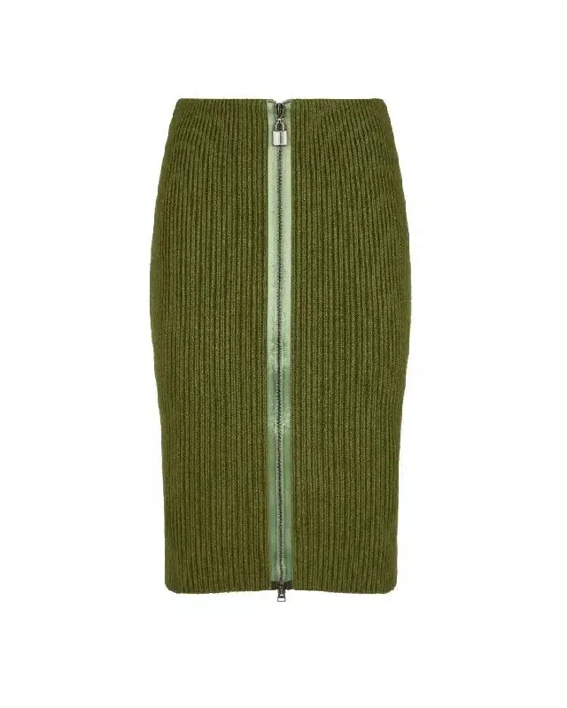 Women's Sporty Chic Clothes Tom Ford Womens Zip Up Skirt In Green