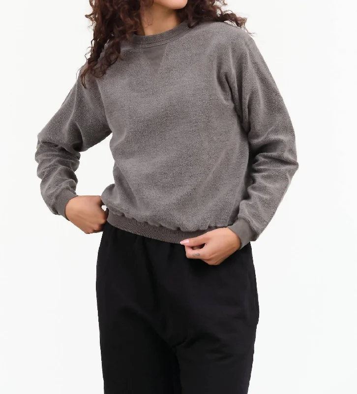 Women's Vintage Attire Hina Japanese Brushed Fleece Sweatshirt In Pigment Dye Turkish Coffee