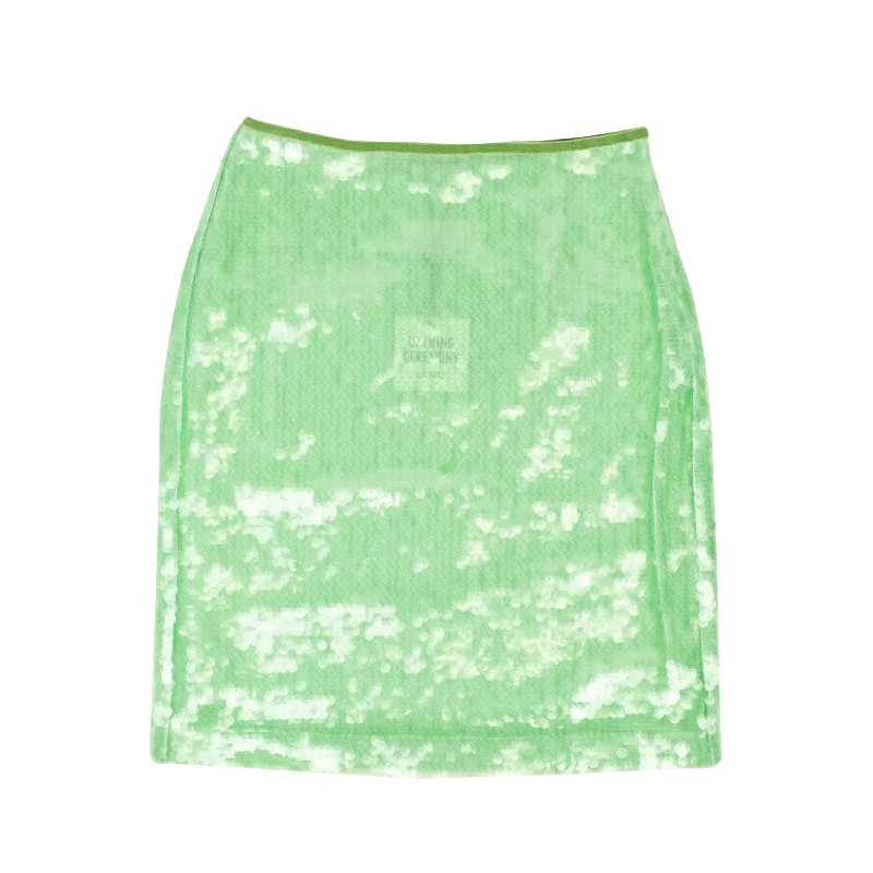 Women's Trendy Casual Outfit Sage Green Polyester Paillette Mini Skirt