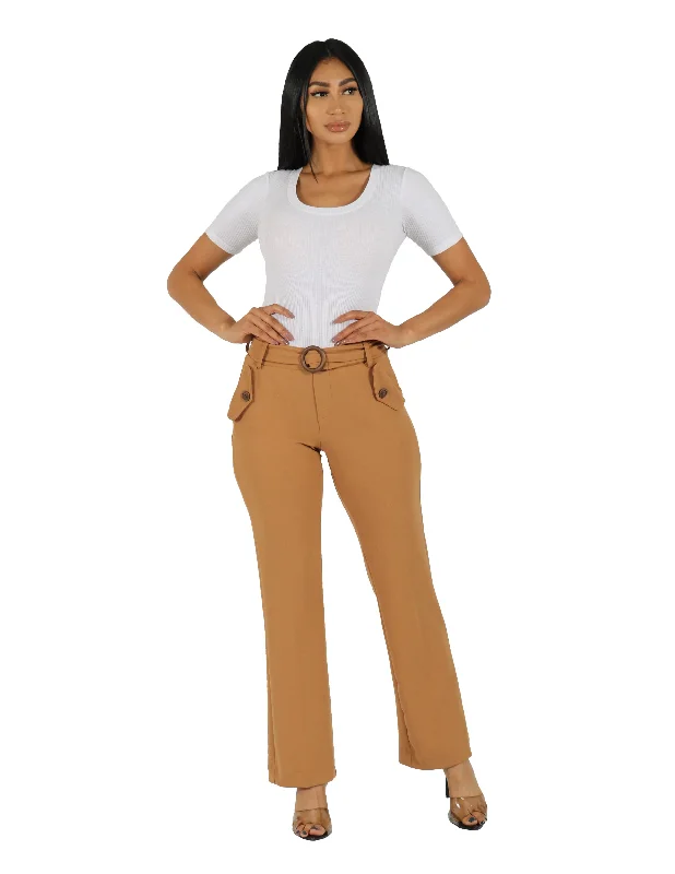 Women's Casual Garments Made For Her Knit Crepe High Rise Wide Leg Pants