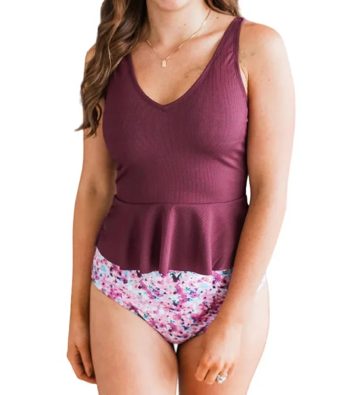 Outfits Ideas Peplum Tankini Top In Wildberry