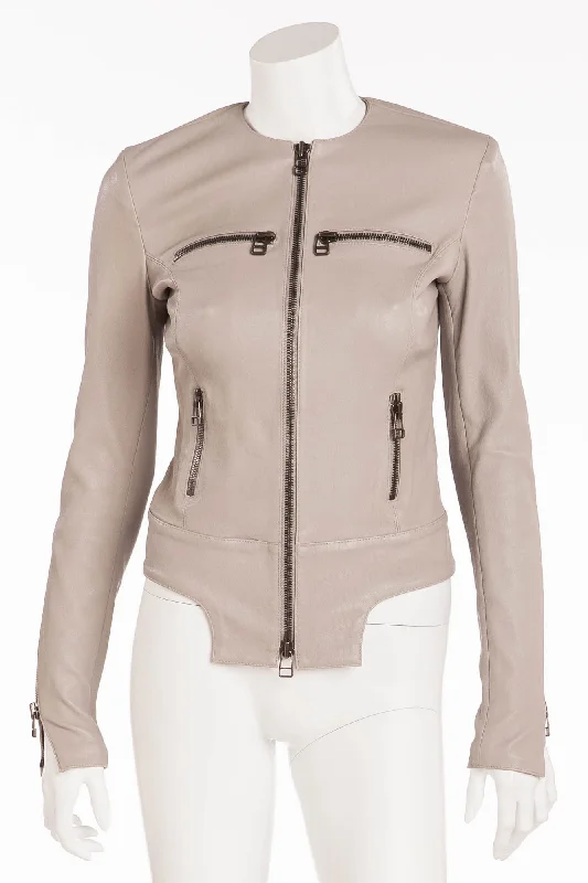 Timeless Women's Fashion Styles Thomas Wylde - Light Beige Long Sleeve Leather Jacket - IT 40