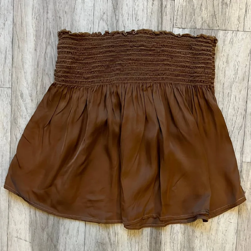 Women's Outerwear Garments Elastic Mini Skirt In Dark Tan