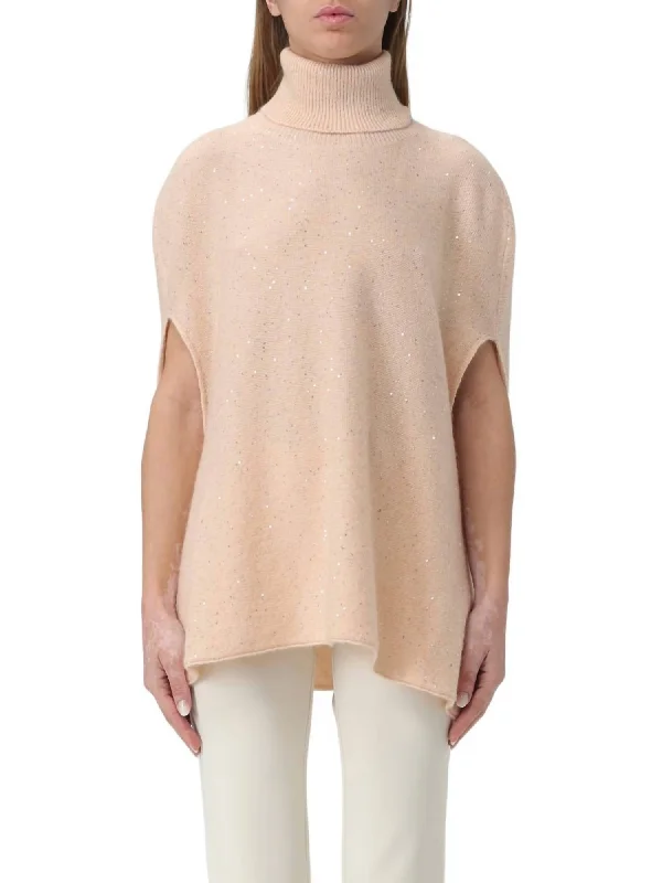 Women's Professional Attire Cashmere Blend Turtleneck Sweater In Cipria