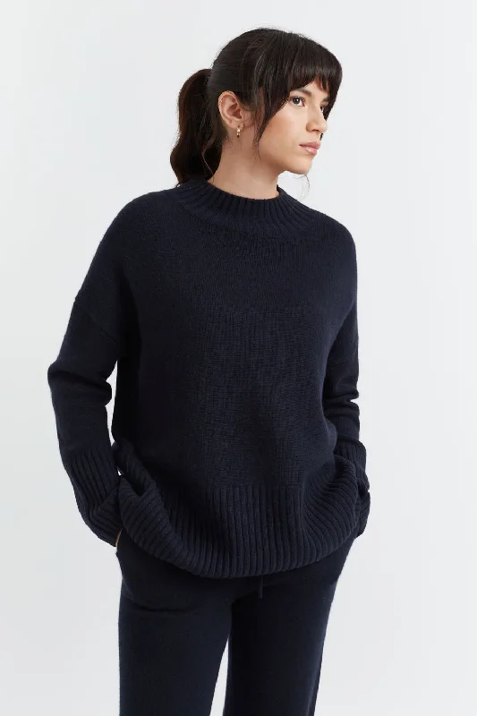 Casual Style for Busy Women Navy Cashmere Comfort Sweater