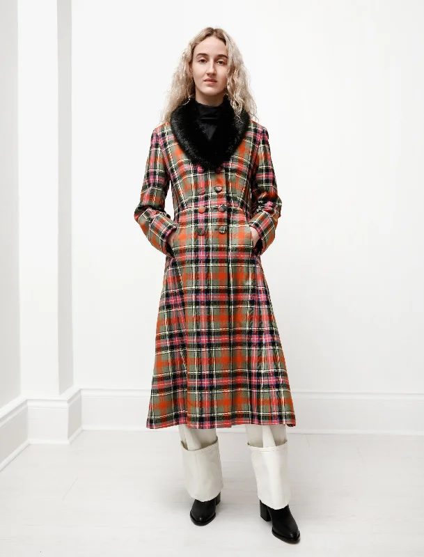 Women's Contemporary Apparel Constantine A-Line Plaid Coat Pink/Multi