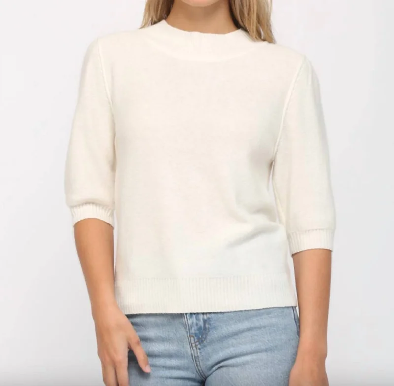 Women's Comfortable Lounge Attire Presley Short Sleeve Sweater In Cream