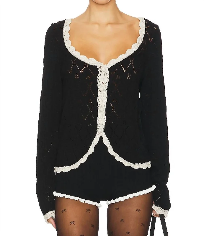 Women's High-Fashion Outfit Adelene Cardi In Black Cream