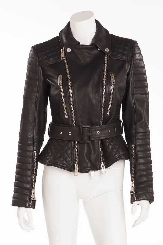 Affordable Women's Clothing Sale Online Burberry - Black Leather Quilted Jacket - IT 44