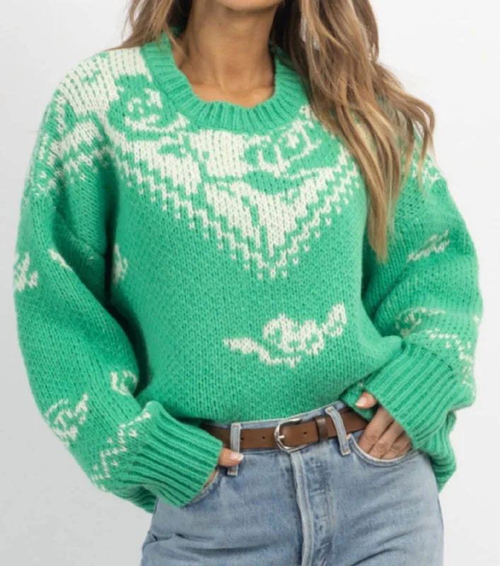 Flash Sale Online Vintage Rose Sweater In Emerald