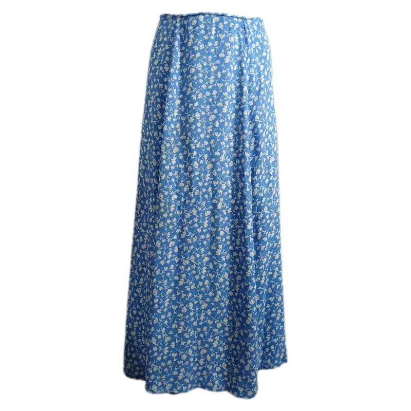 Affordable Women's Clothes Reformation Zoe Floral Print Midi Length Skirt in Light Blue Viscose