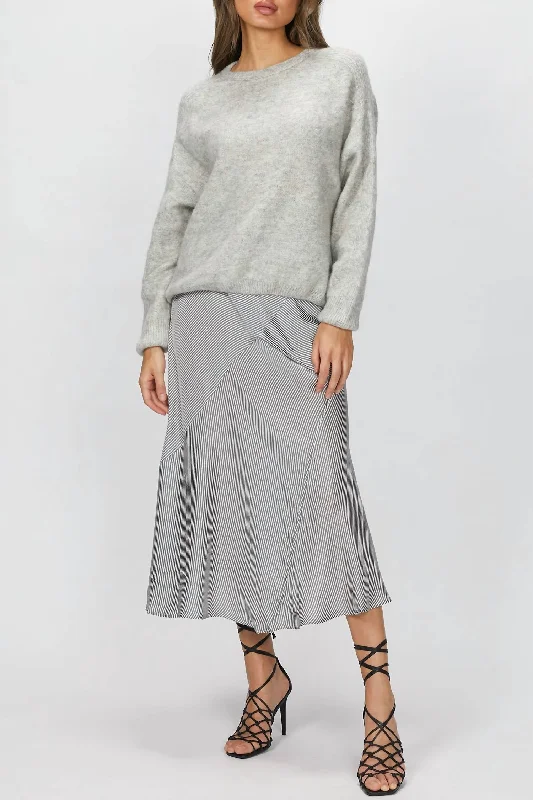 Women's Street Style Casual Wear Etta Midi Skirt In Fog Stripe