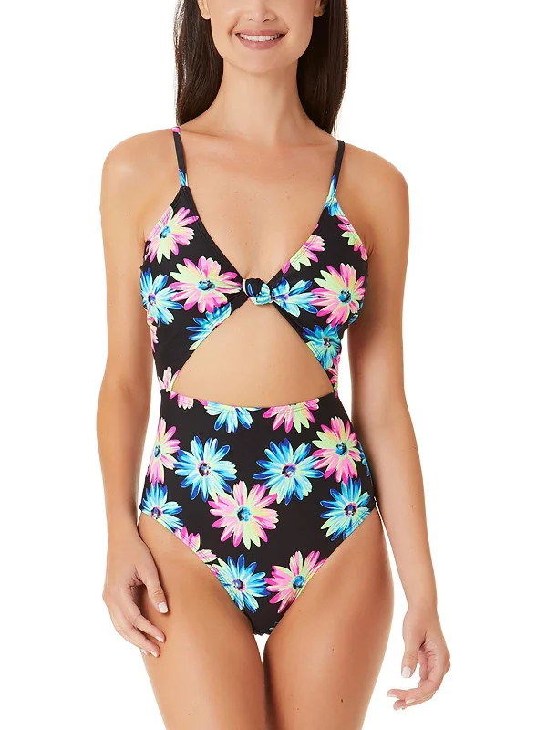 Women's Clothes for All-Day Comfort and Style Juniors Womens Floral Print Cut-Out One-Piece Swimsuit