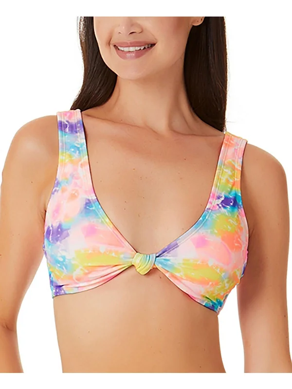 Women's Comfortable Lounge Garments Juniors Womens Tie-Dye Knot Bikini Swim top