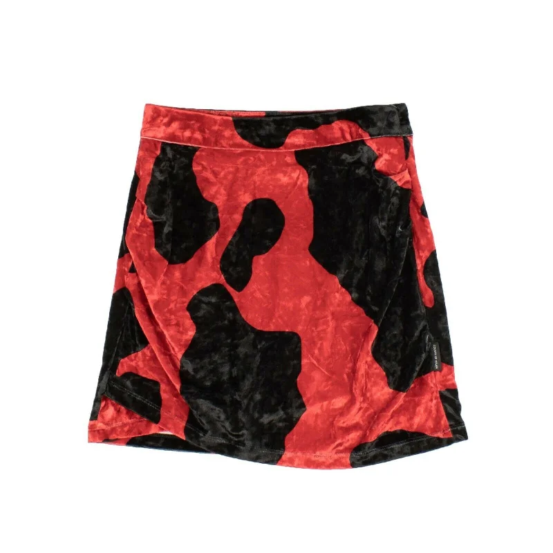 Women's Plus-Size Clothes Marcelo Burlon Red & Black Velvet Ladybug Mini Skirt