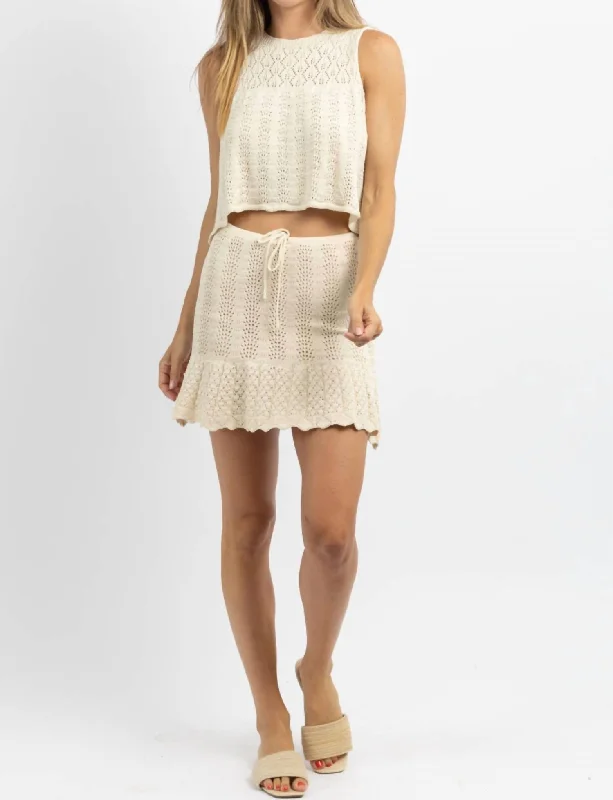 Women's Fashion Essentials Paolo Crochet Skirt Set In Beige