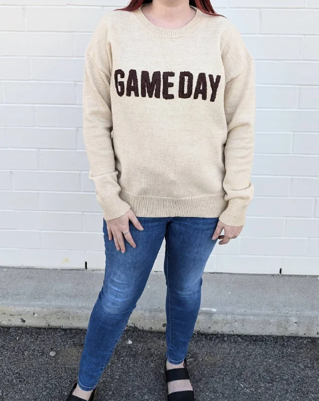 Women's Trendy Garments Game Day Sweater In Oatmeal