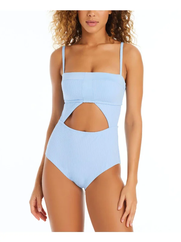 Casual Chic Clothing For Women Womens Cut-Out Ribbed One-Piece Swimsuit