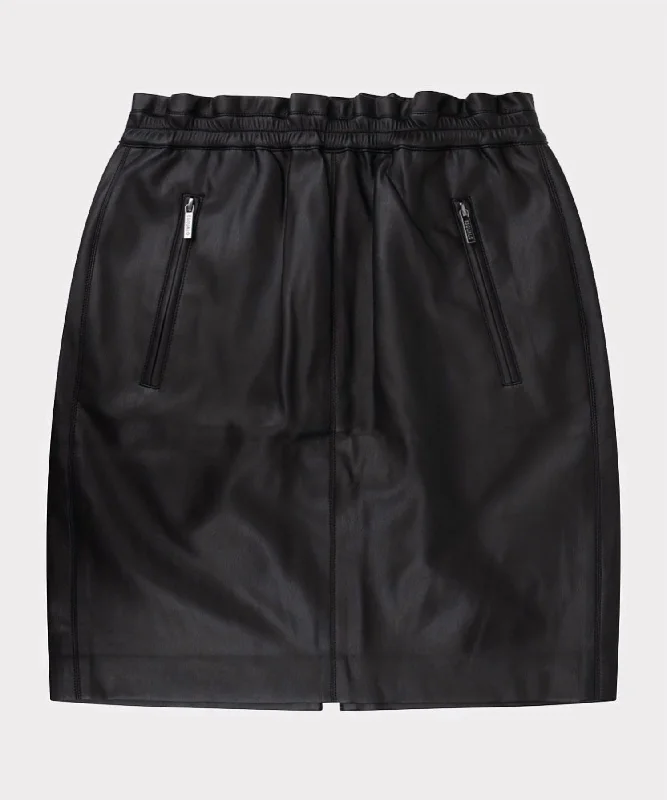 Clothes Women Faux Leather Skirt In Black