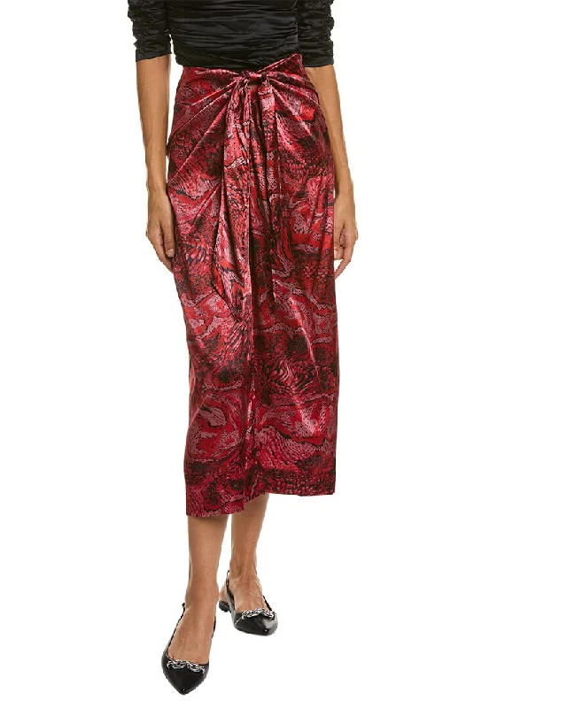 Women's Evening Apparel GANNI Satin Silk-Blend Midi Skirt