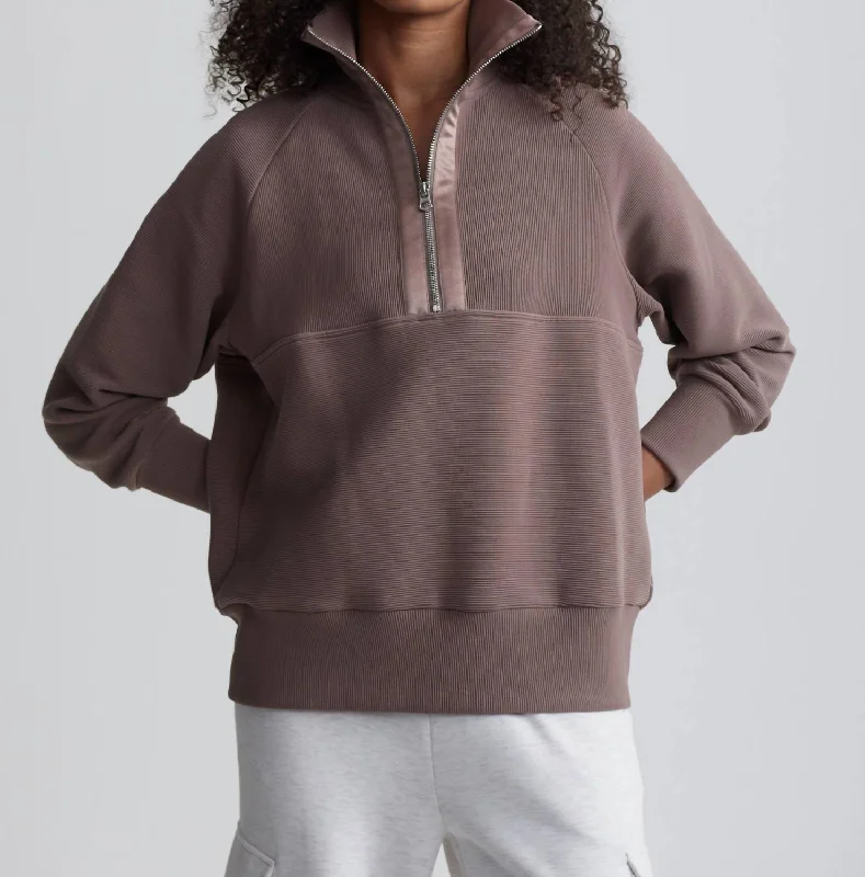 Classic Women's Apparel Lismore Half-Zip Sweater In Deep Taupe