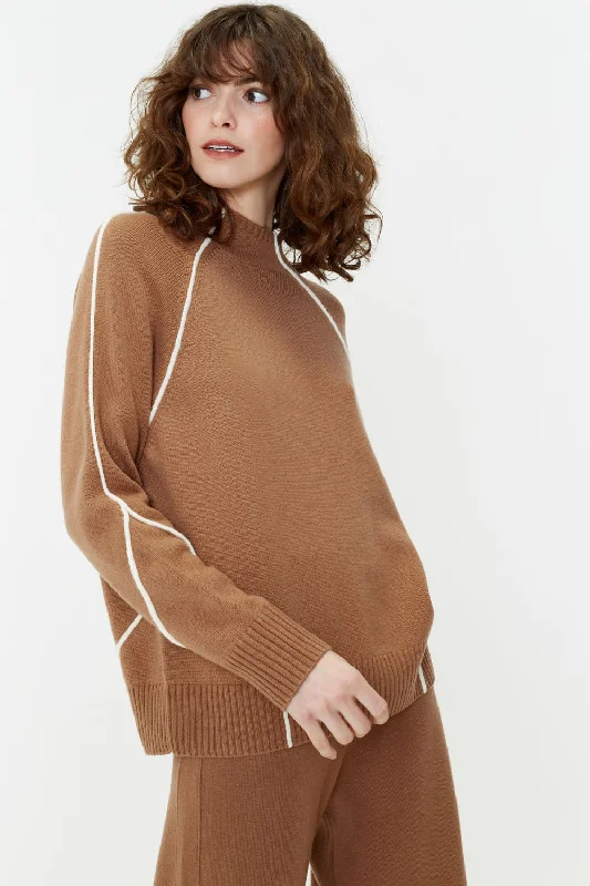 Trendy Athleisure Clothing For Women Camel Wool-Cashmere Jeanne Sweater